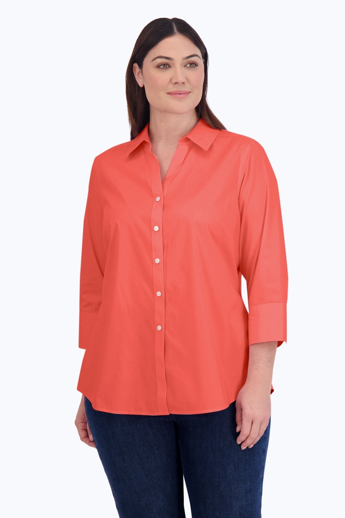 Mary Plus No Iron Stretch 3/4 Sleeve Shirt