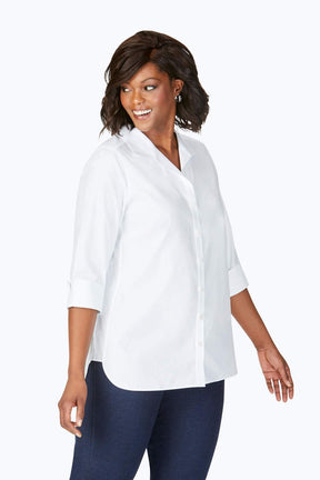 Pandora Plus No Iron Pinpoint 3/4 Sleeve Tunic
