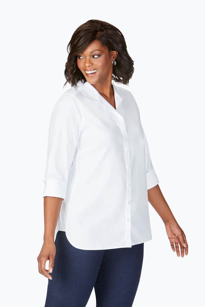 Pandora Plus No Iron Pinpoint 3/4 Sleeve Tunic