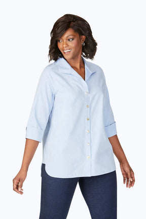 Pandora Plus No Iron Pinpoint 3/4 Sleeve Tunic