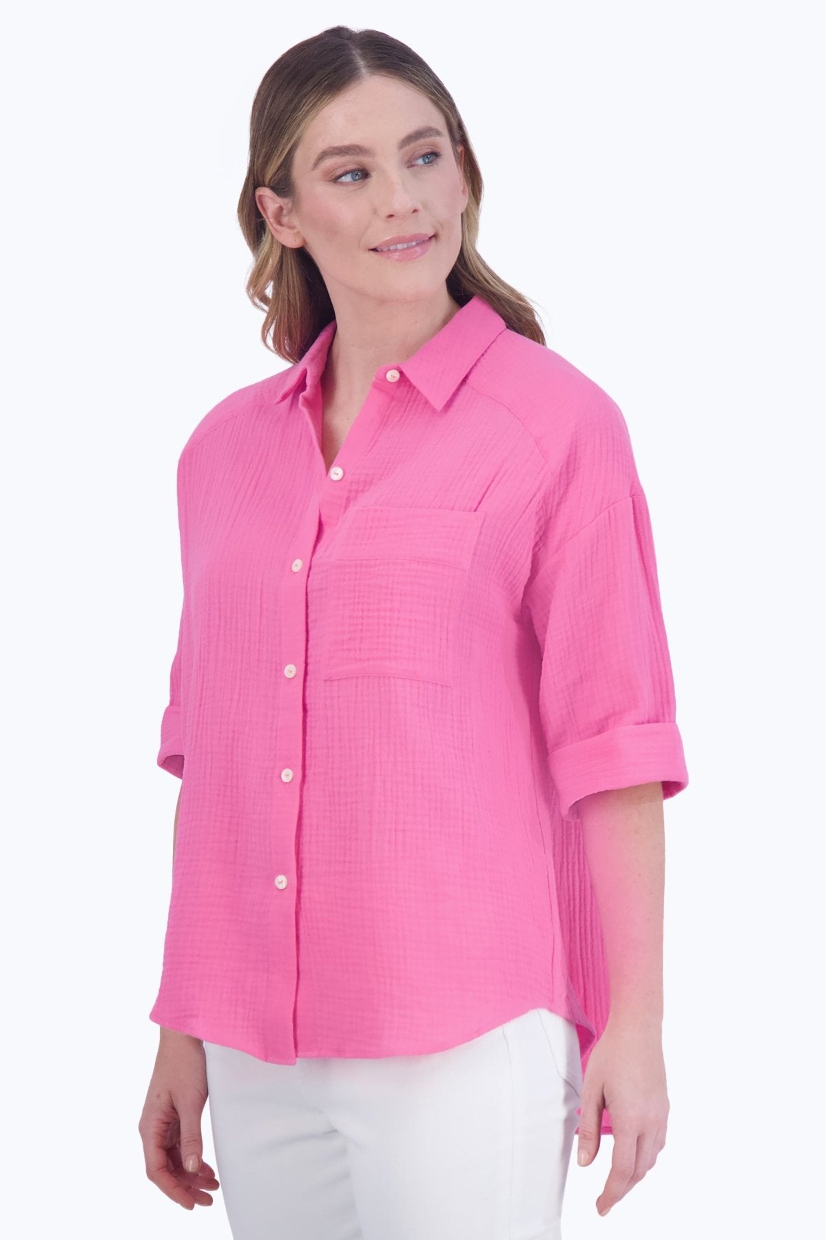 Joanna Cotton Gauze 3/4 Sleeve Tunic