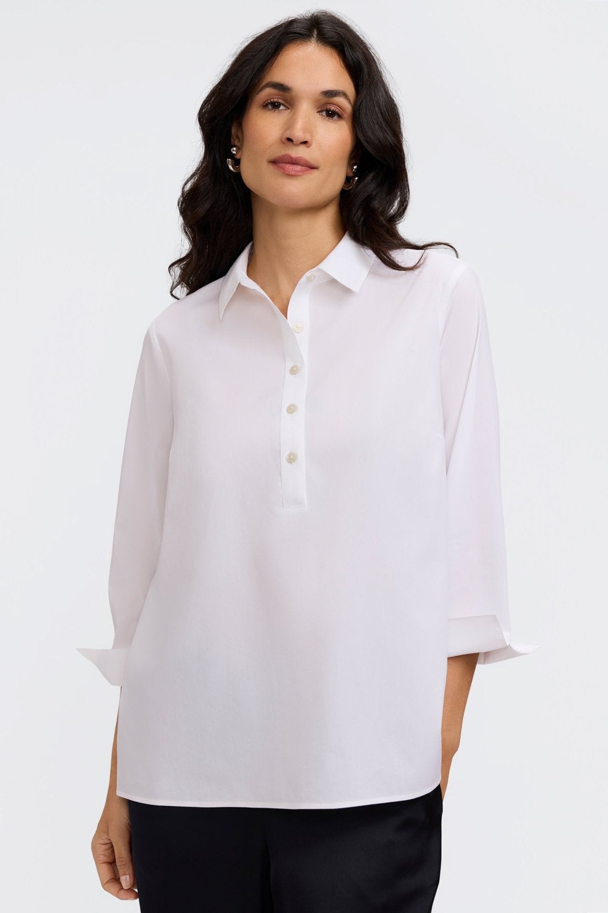 Therese No Iron Stretch 3/4 Sleeve Popover Shirt