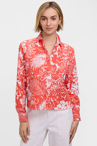 Jodie Dotted Blooms Long Sleeve Short Shirt