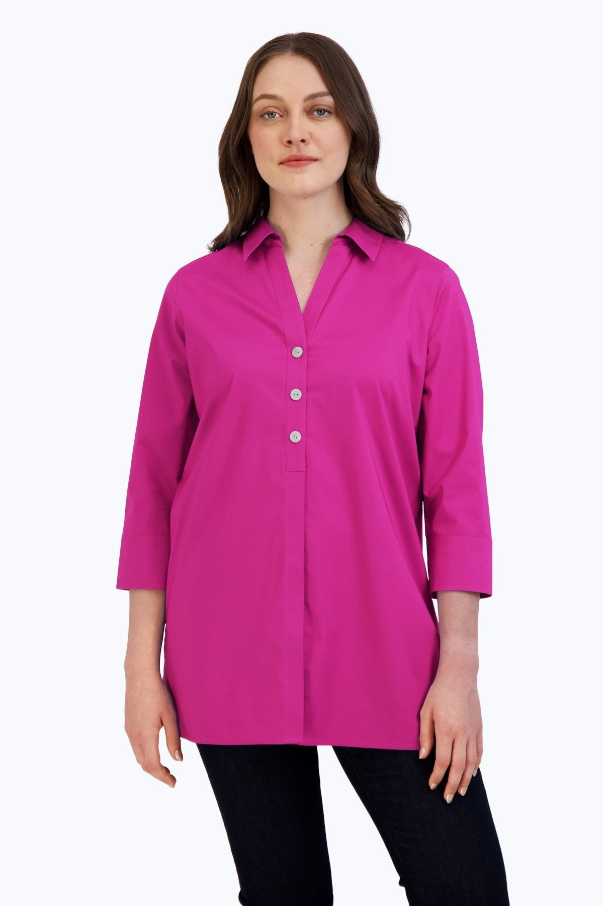 Pamela No Iron Stretch 3/4 Sleeve Tunic, Azalea