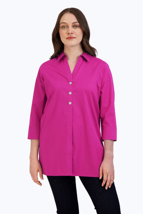 Pamela No Iron Stretch 3/4 Sleeve Tunic, Azalea