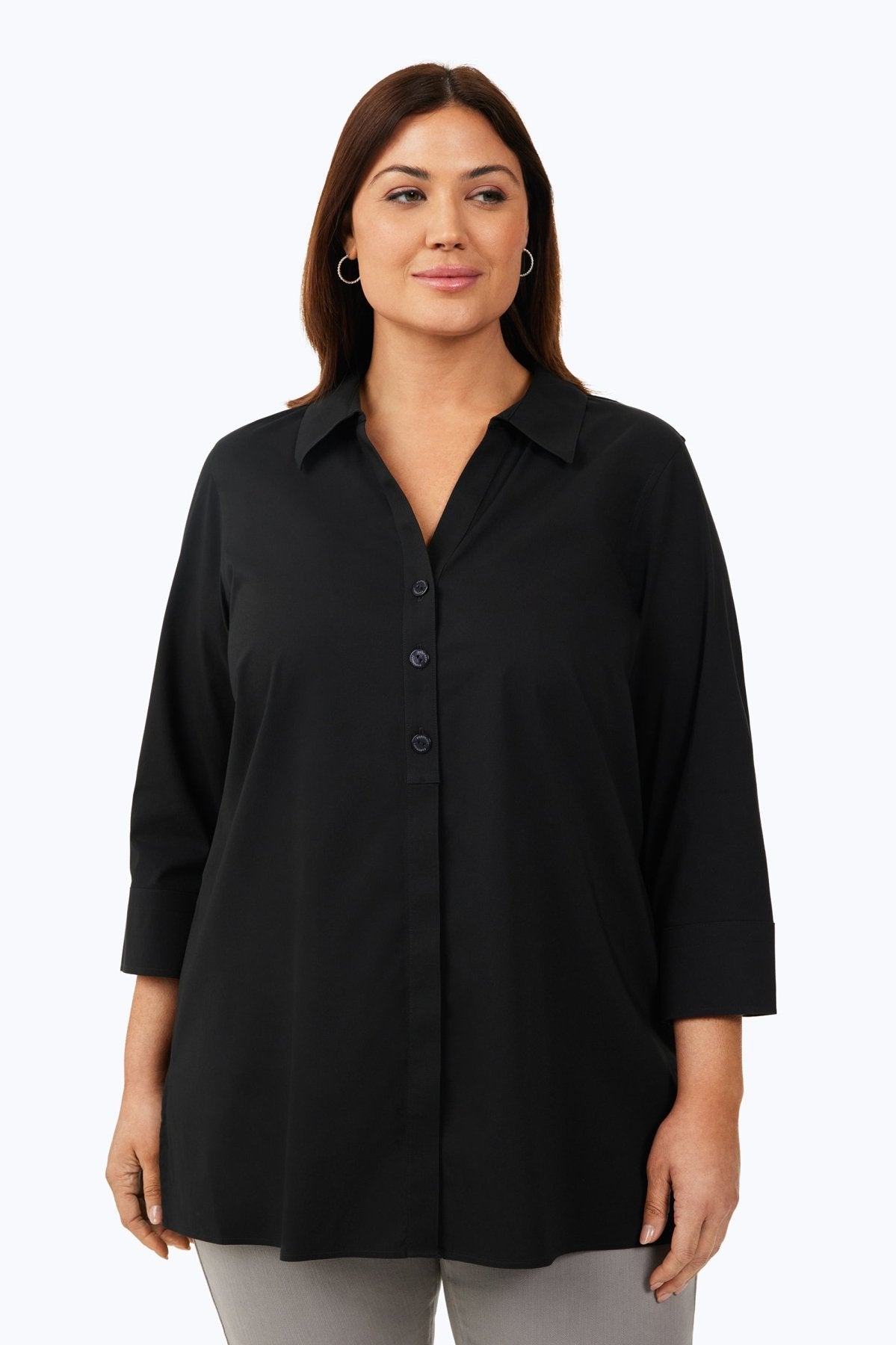 Pamela Plus No Iron Stretch 3/4 Sleeve Tunic