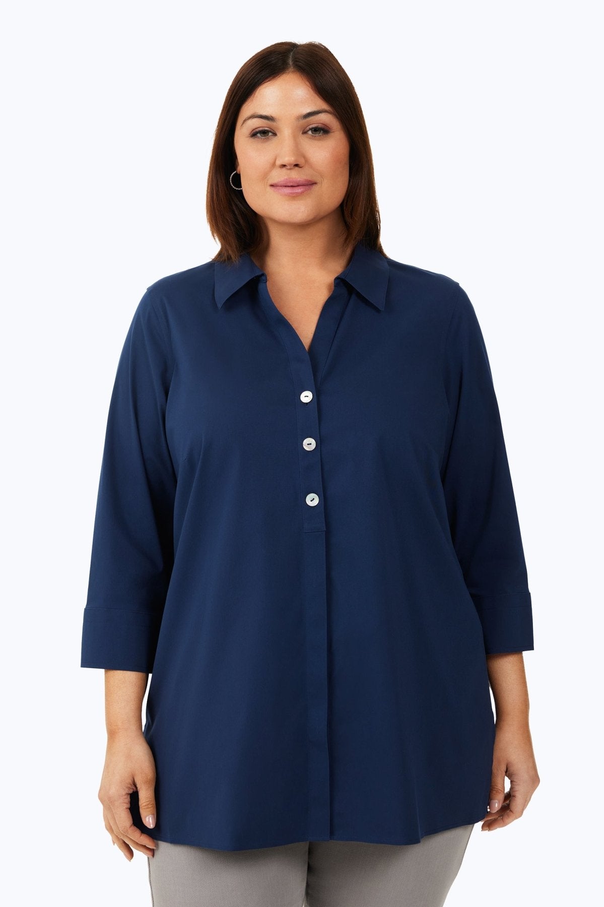 Pamela Plus Essential Stretch Non-Iron Tunic #color_navy