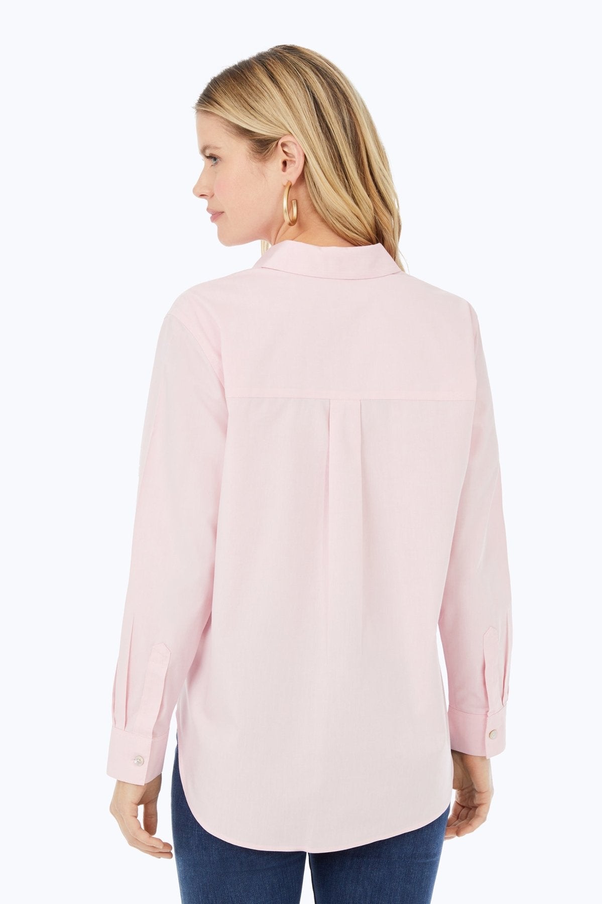 Boyfriend No Iron Pinpoint Long Sleeve Tunic