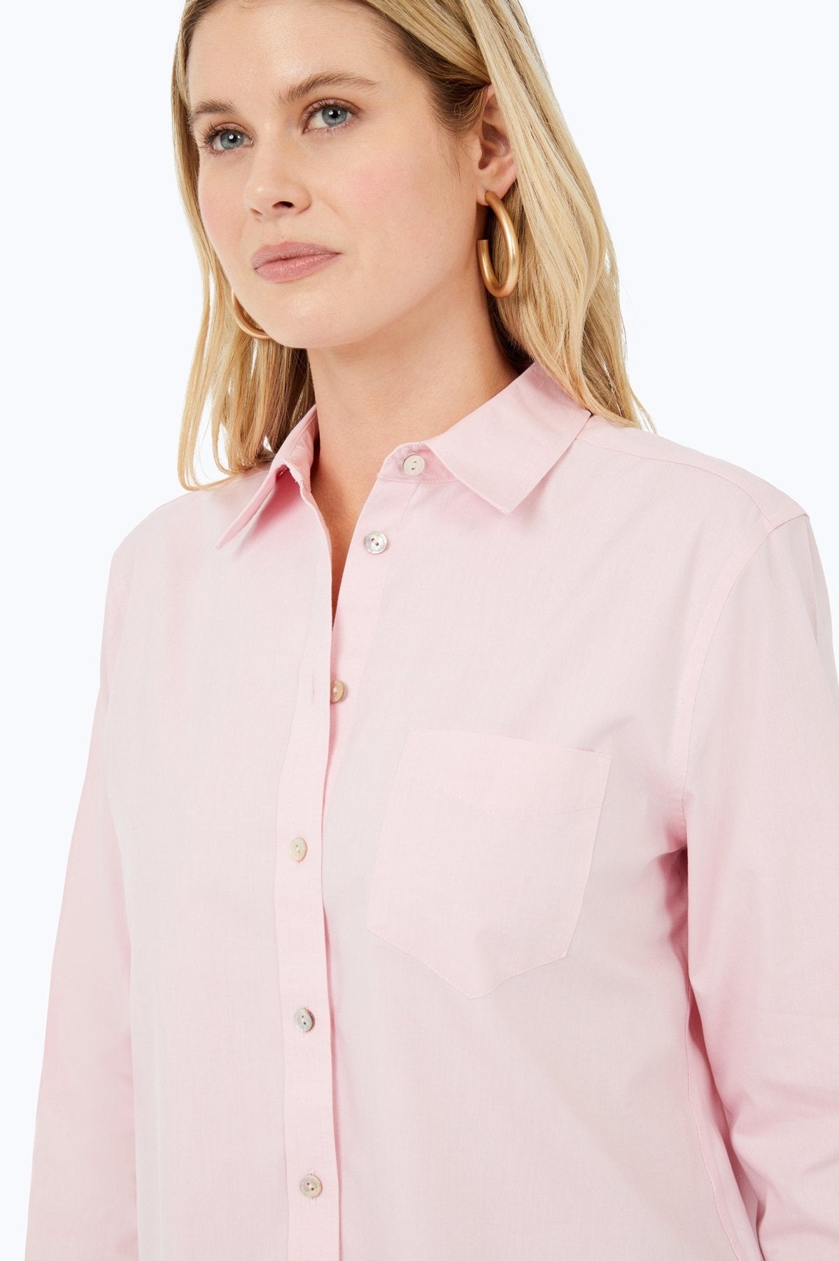 Boyfriend No Iron Pinpoint Long Sleeve Tunic