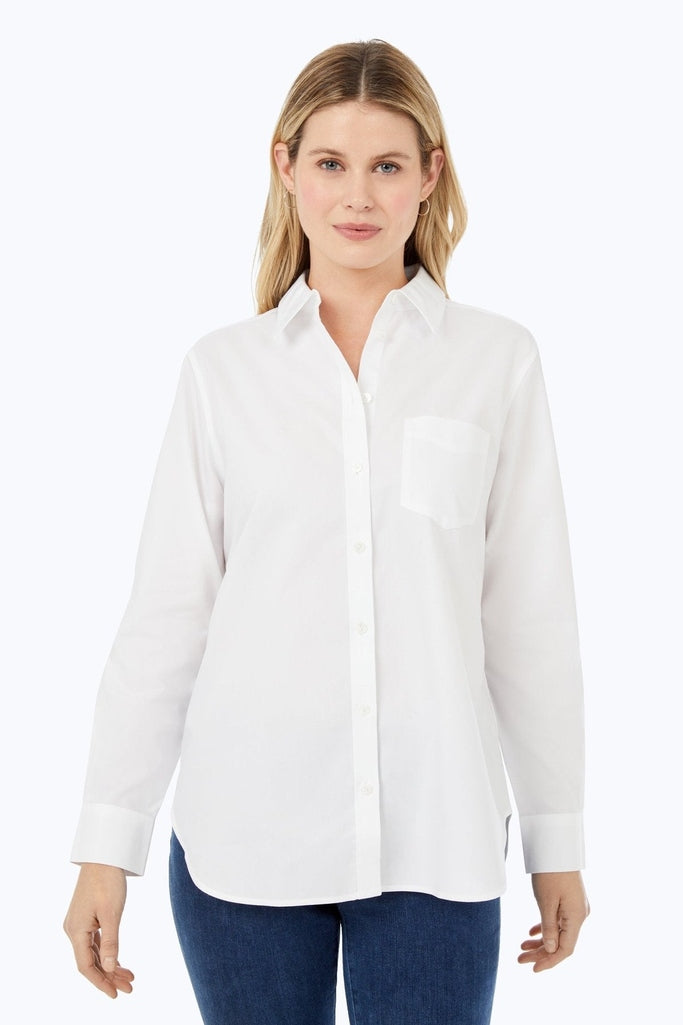 Boyfriend Pinpoint Non-Iron Tunic- Foxcroft