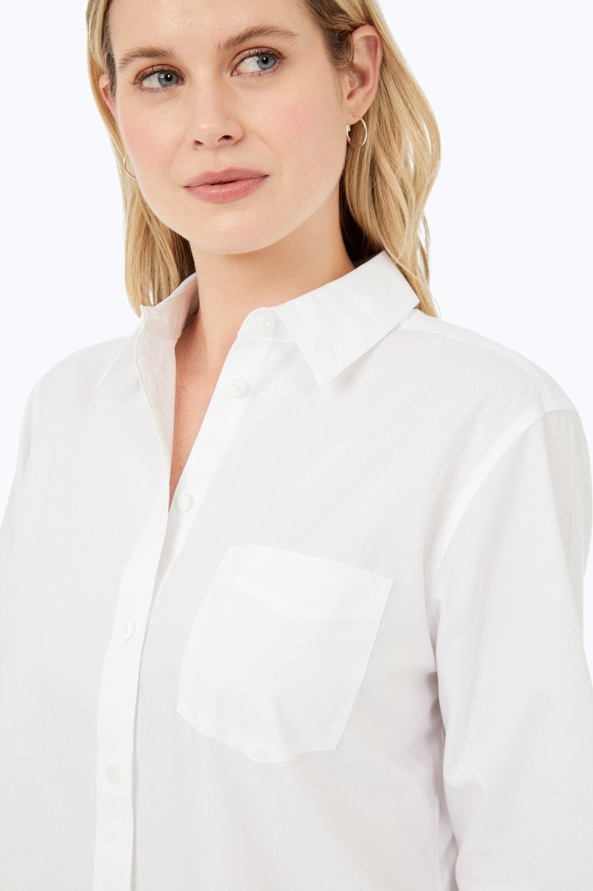 Boyfriend No Iron Pinpoint Long Sleeve Tunic