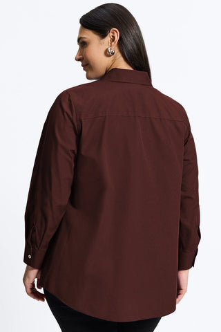 Cici Plus No Iron Pinpoint Long Sleeve Tunic