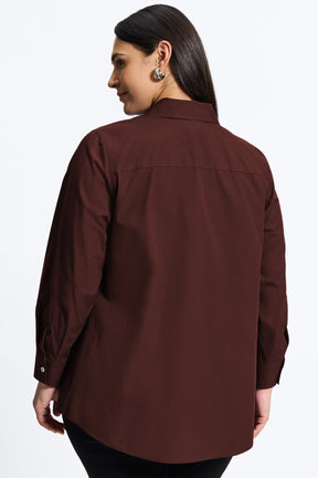Cici Plus No Iron Pinpoint Long Sleeve Tunic
