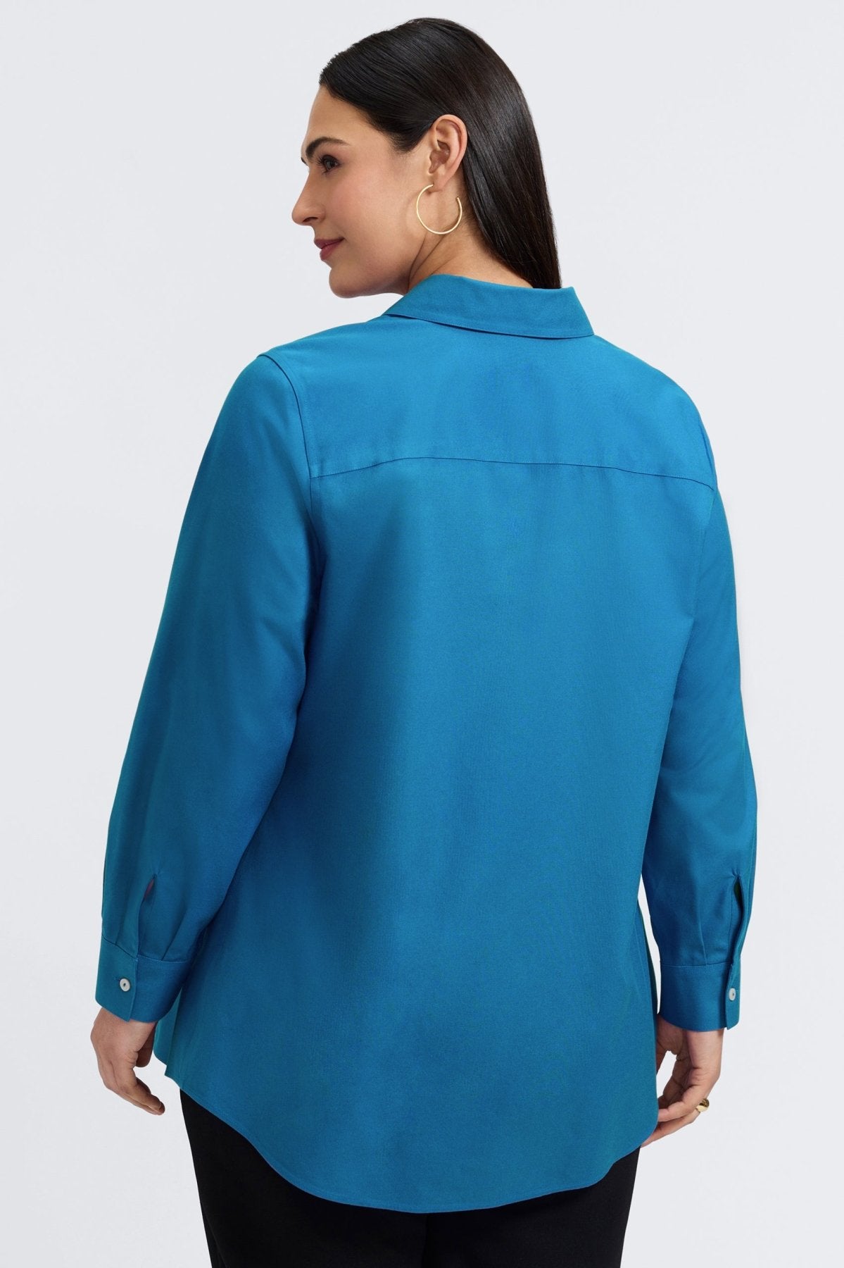 Cici Plus No Iron Pinpoint Long Sleeve Tunic