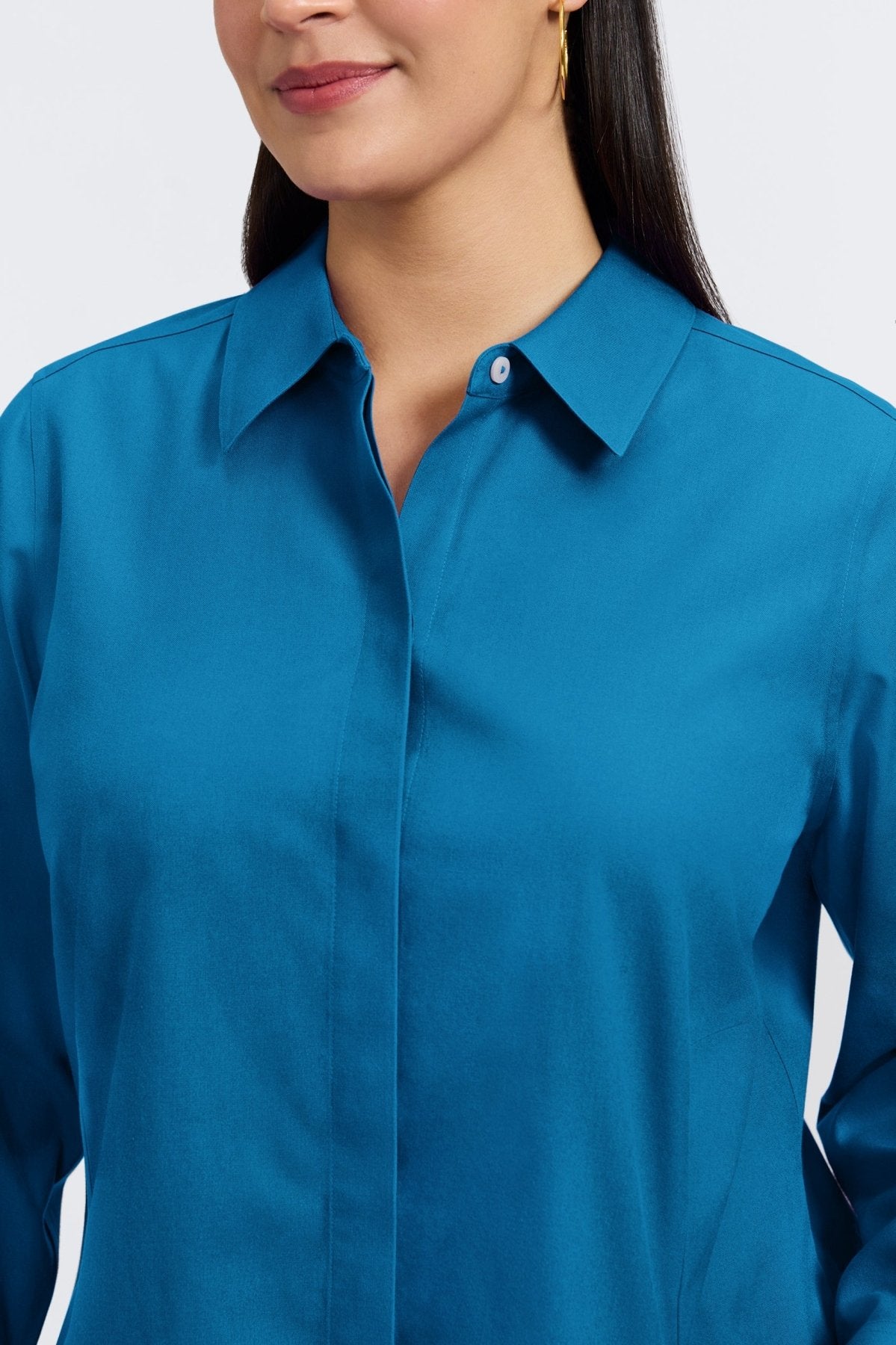 Cici Plus No Iron Pinpoint Long Sleeve Tunic