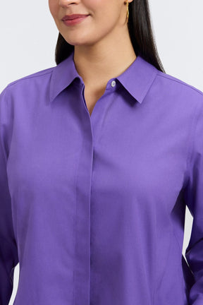 Cici Plus No Iron Pinpoint Long Sleeve Tunic