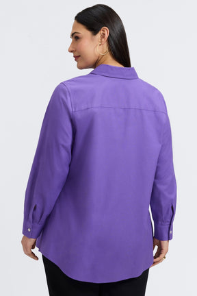 Cici Plus No Iron Pinpoint Long Sleeve Tunic