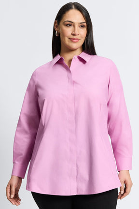 Cici Plus No Iron Pinpoint Long Sleeve Tunic