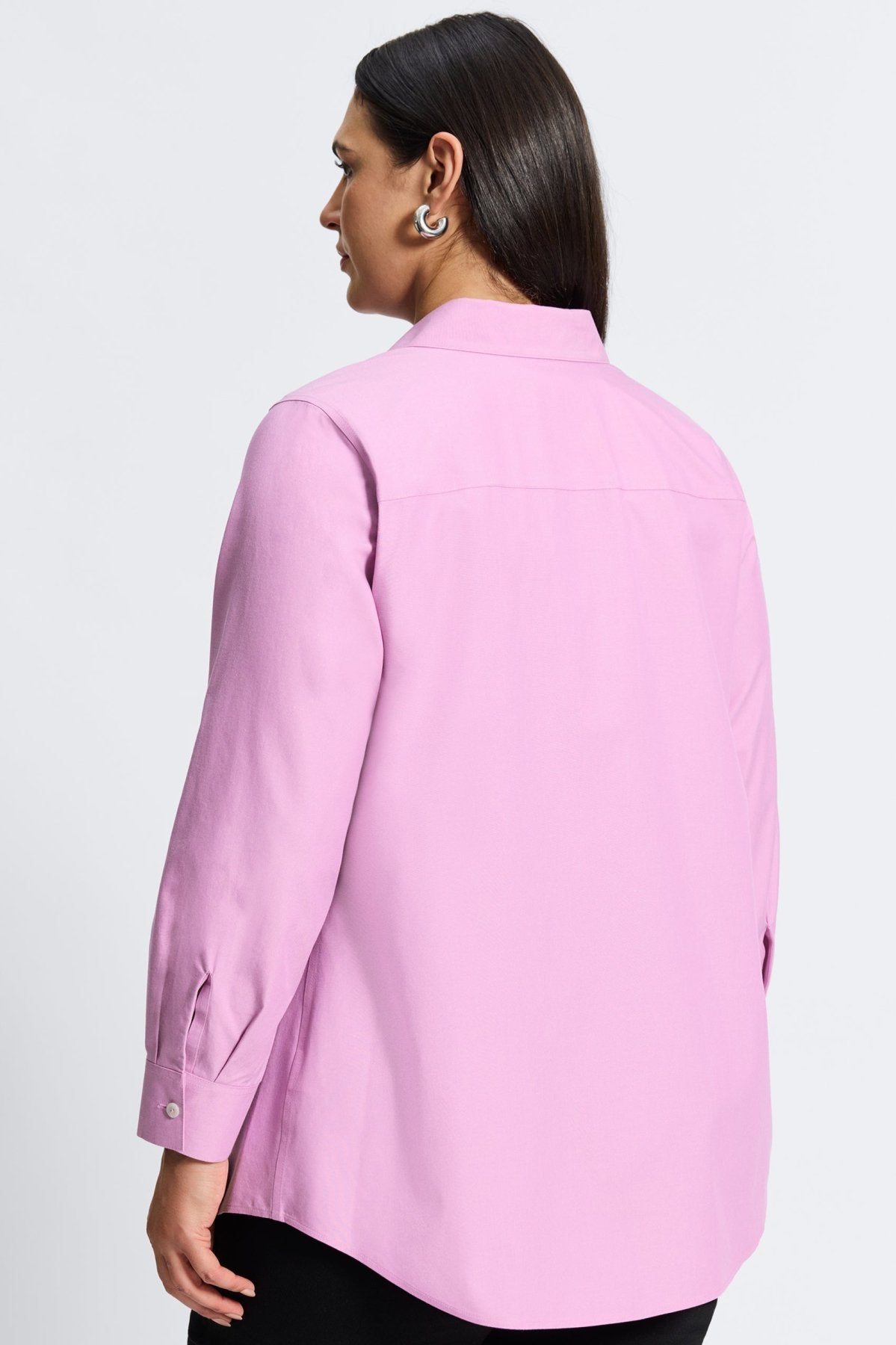 Cici Plus No Iron Pinpoint Long Sleeve Tunic