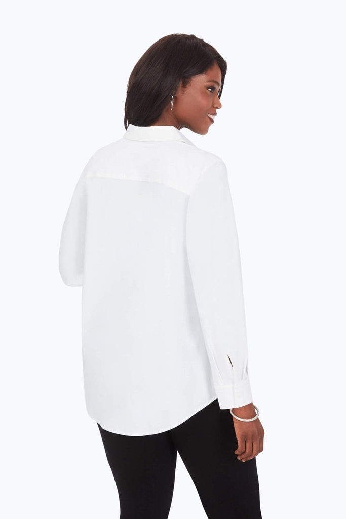 Cici Plus Essential Stretch Non-Iron Tunic #color_white