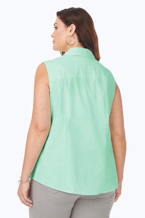 Taylor Plus No Iron Stretch Sleeveless Shirt, Sea Mist