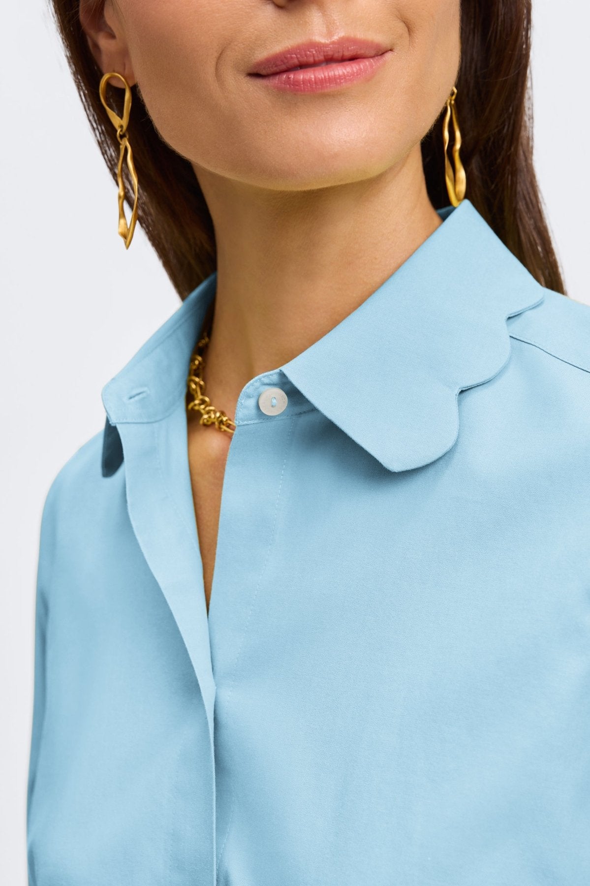 Gwen No Iron Pinpoint 3/4 Sleeve Shirt- Foxcroft