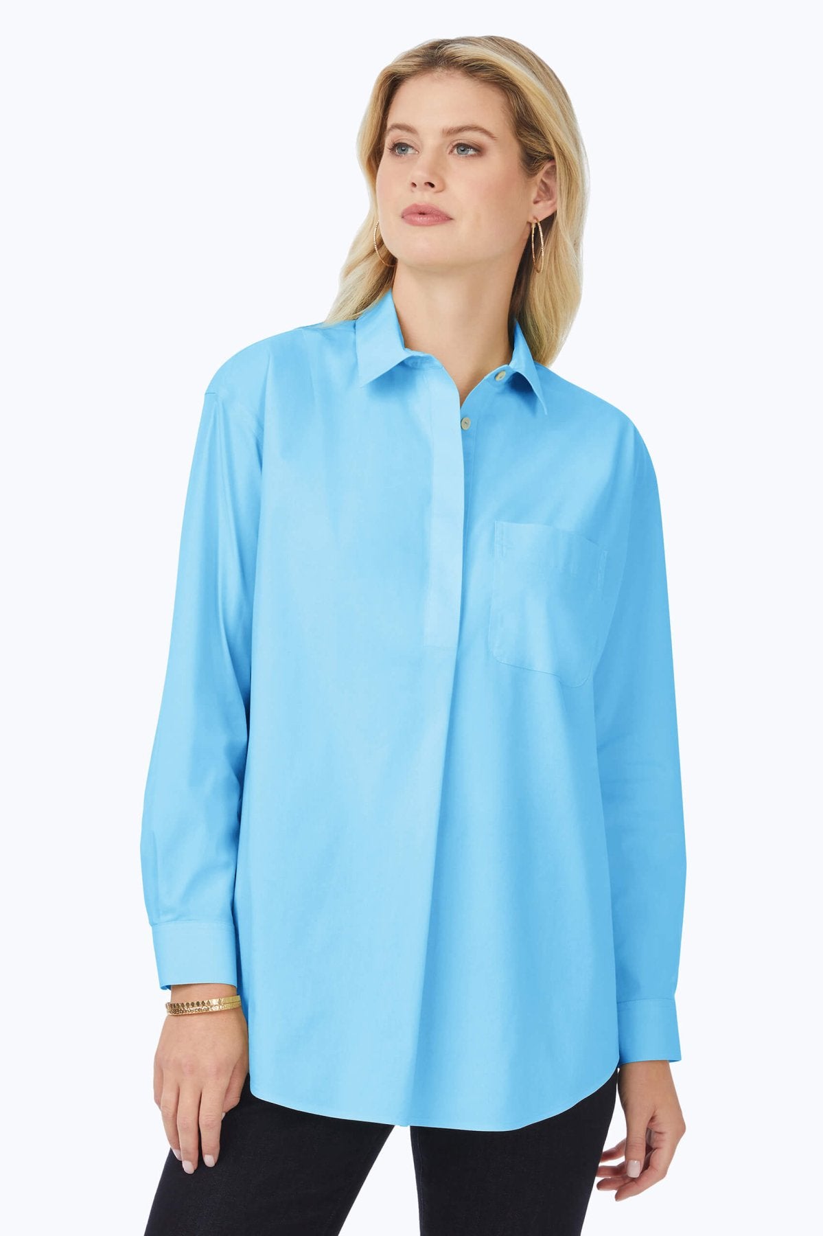 Lacey No Iron Stretch Long Sleeve Pullover Tunic