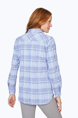 Germaine Purely Plaid Crinkle Tunic #color_iris bloom purely plaid crinkle