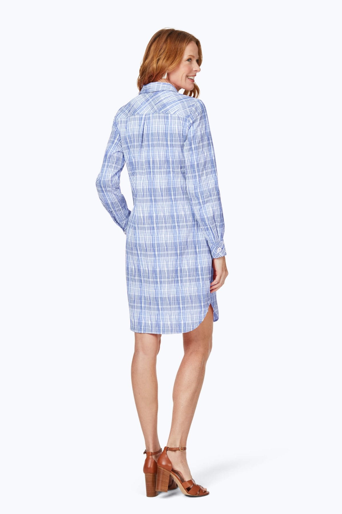 Delaney Purely Plaid Crinkle Long Sleeve Dress