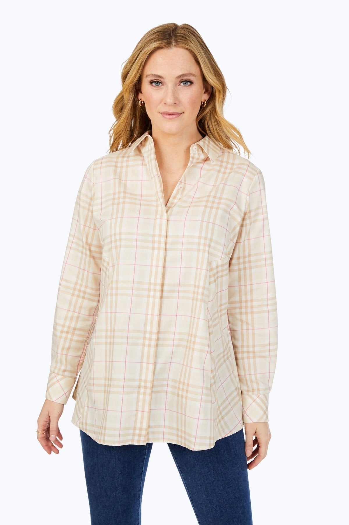 Cici Warm Plaid Long Sleeve Tunic