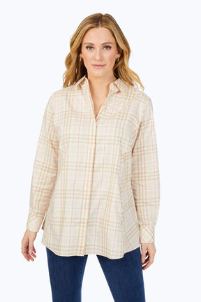 Cici Warm Plaid Long Sleeve Tunic