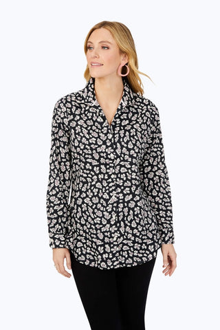 Leopard Flowers Non-Iron Tunic #color_black leopard flowers