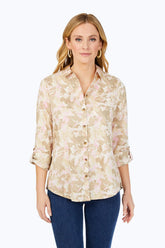 Zoey Non-Iron Cozy Camo Shirt #color_ivory multi cozy camo