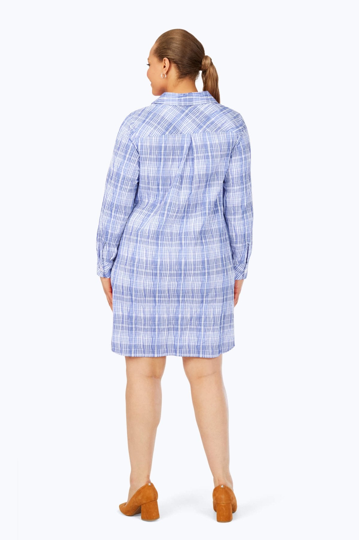Delaney Plus Purely Plaid Crinkle Long Sleeve Dress