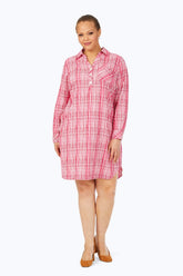 Delaney Plus Purely Plaid Crinkle Dress #color_rose red purely plaid crinkle