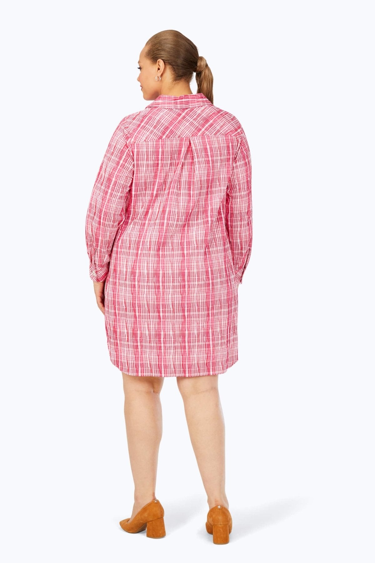 Delaney Plus Purely Plaid Crinkle Long Sleeve Dress