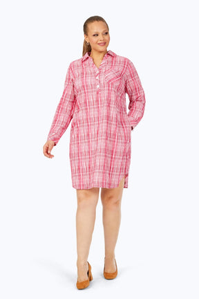 Delaney Plus Purely Plaid Crinkle Long Sleeve Dress