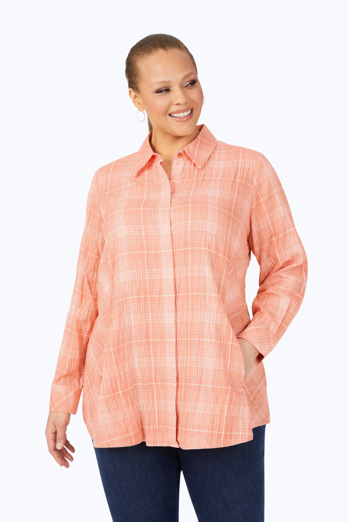 Cici Plus Plaid Perfection Long Sleeve Tunic