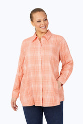 Cici Plus Plaid Perfection Tunic #color_pumpkin spice plaid perfection