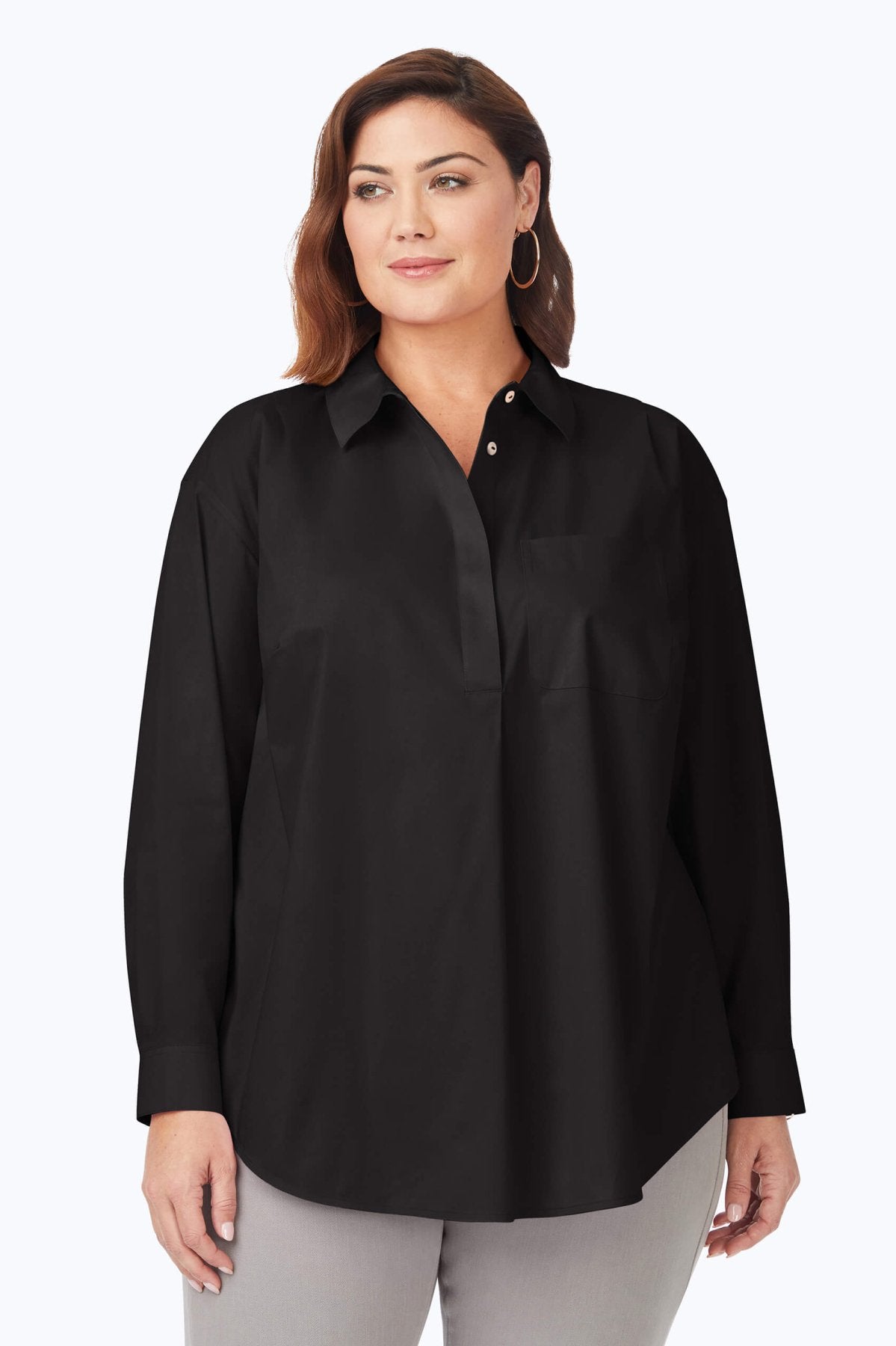 Lacey Plus Stretch No Iron Pullover Long Sleeve Tunic