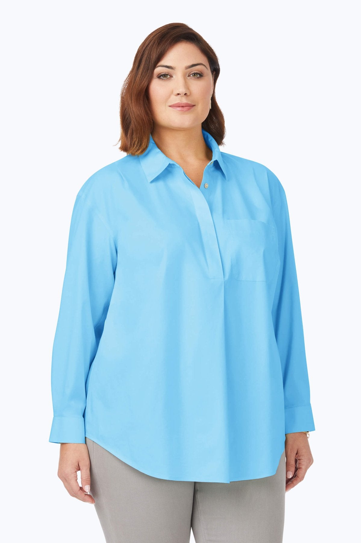 Lacey Plus Stretch No Iron Pullover Long Sleeve Tunic