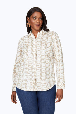 Davis Plus Leopard Lattice Long Sleeve Shirt
