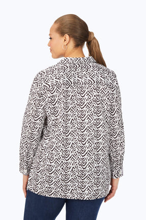 Plus Animal Herringbone Long Sleeve Tunic