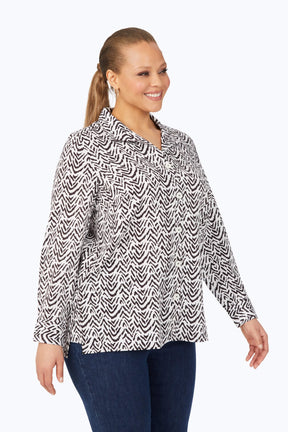 Plus Animal Herringbone Long Sleeve Tunic