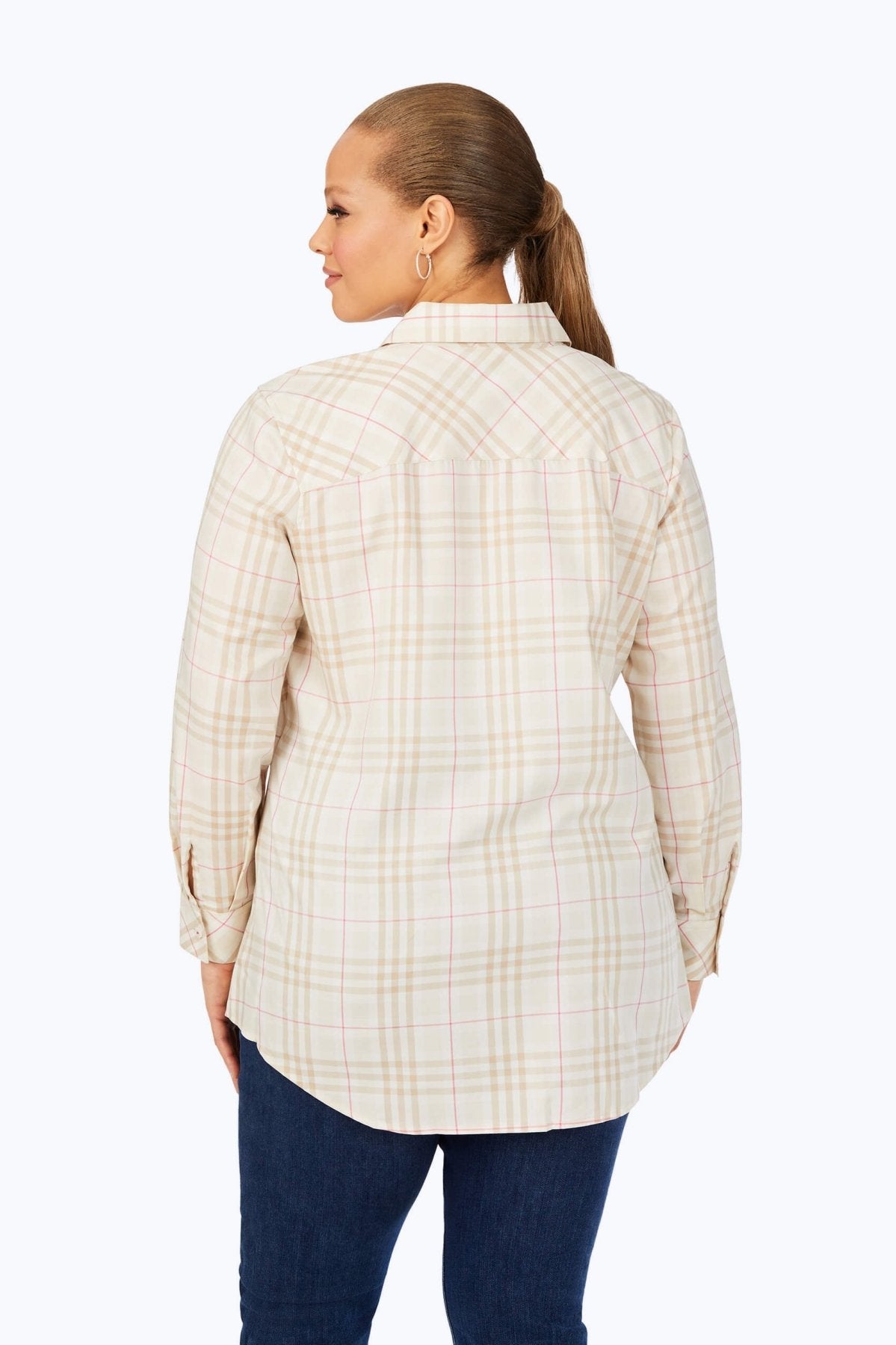 Cici Plus Warm Plaid Long Sleeve Tunic