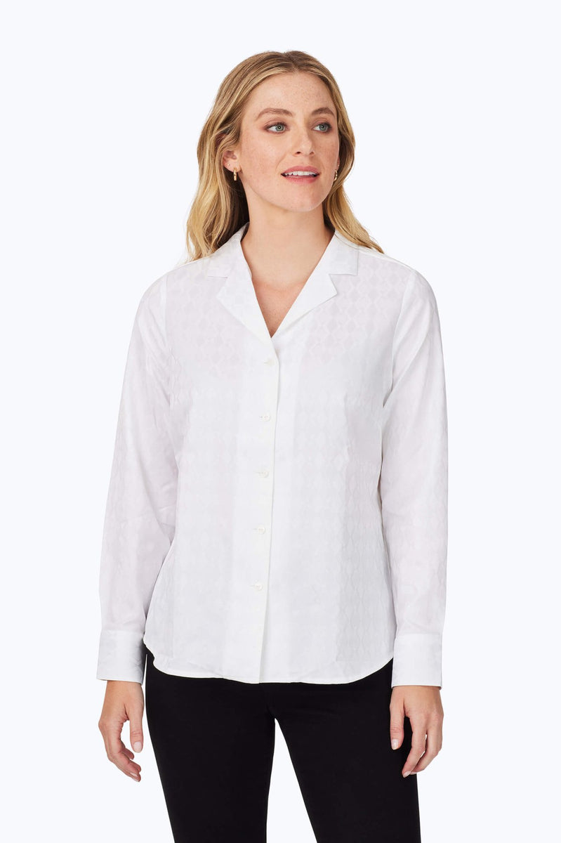 Monica Geo Jacquard Long Sleeve Shirt- Foxcroft