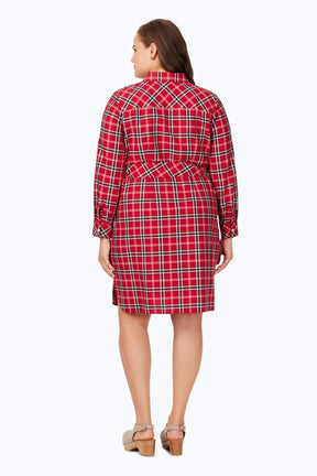 Plus Holiday Plaid Long Sleeve Dress