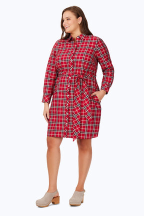 Plus Holiday Plaid Long Sleeve Dress