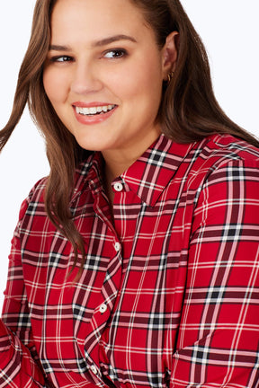 Plus Holiday Plaid Long Sleeve Dress
