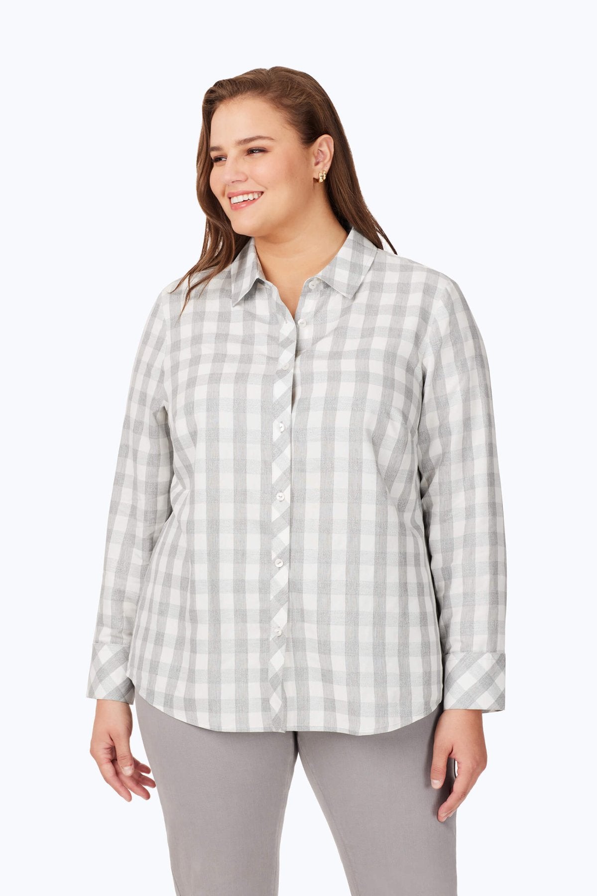 Davis Plus Metallic Buffalo Plaid Long Sleeve Shirt